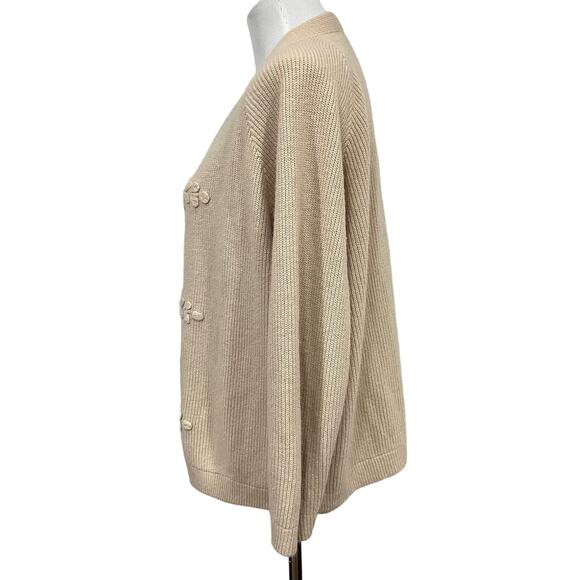 RosaLee Women’s Vintage Cardigan Sweater Originals of California Beige Flowers - Picture 4 of 7